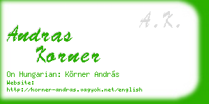 andras korner business card